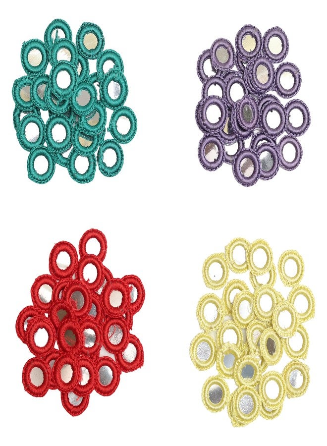 EmbroideryMaterial 100 Pcs Crochet Acrylic Mirrors for Craft, DIY, Dress Designing, Jewellery Making, Saree Embellishments & Decorative Projects (Yellow, Red, Purple, Green - 20MM, 25 Pcs/Color) - Image 1